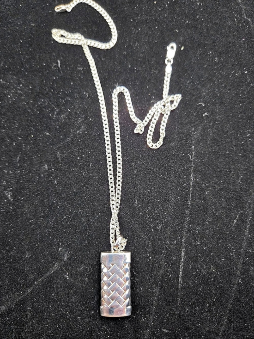 Men's Sterling Silver Necklace Chain With Steel Flask Shaped Pendant